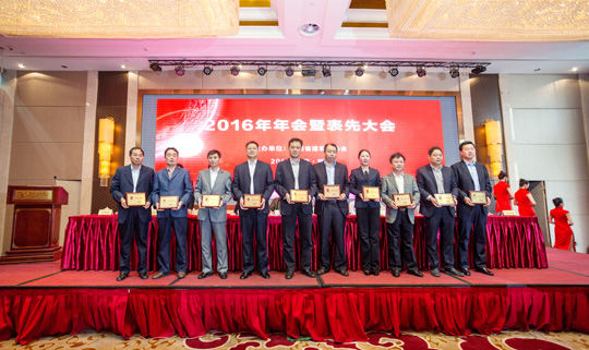 万搏（中国）总工程师陈建中（左五）上台领奖